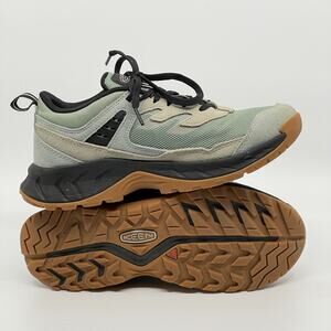 KEEN Women’s Trail Hiking Shoes Green Gum Sole Lace Up US 7 Wide